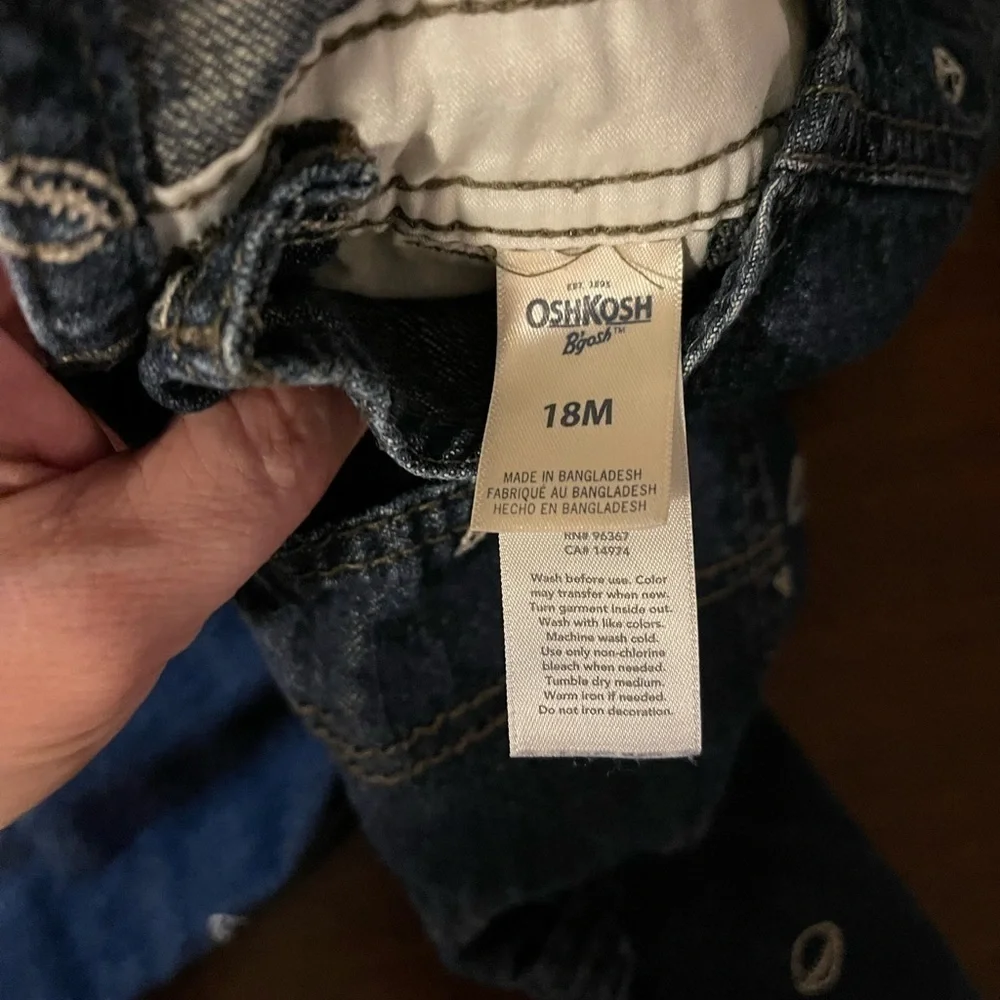 OshKosh B’Gosh | Denim Overalls with Footballs | 18 mo